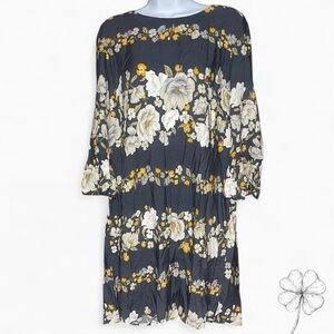 Floral Print Black Dress